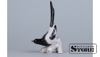 СТАТУЭТКА, Сорока , ФАРФОР, РИГА, РИЖСКАЯ ФАРФОРОВАЯ ФАБРИКА, 60-Е ГОДЫ , 12,4 см , 1-ЫЙ СОРТ