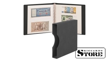 LINDNER banknote album with white interleaves and protective case — black.