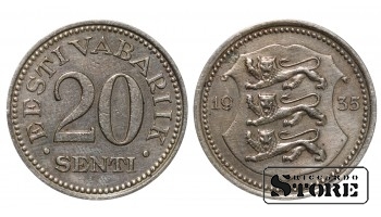 Эстония, 20 сентов, 1935. год, Никелевая бронза