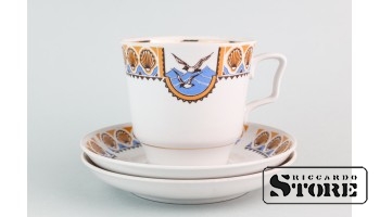 Чайная пара, фарфор, Рига, Рижский фарфоровый завод, форма 301, автор формы Таисия Полуйкевич, 70е годы, первый сорт