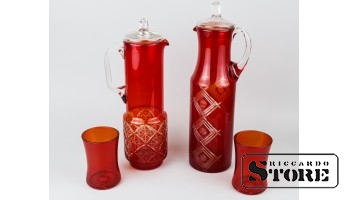 Кувшины и стаканы из красного стекла, СССР, 70-е годы , 28,5 cm , 24 cm , 10 cm , 10 cm , CSA240