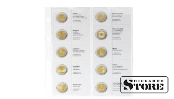 Illustrated sheet for storing 2-euro coins: from Italy 2018 to Luxembourg 2018.
