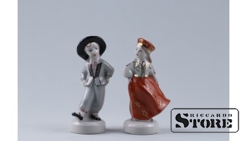 Статуэтка, Танцоры, фарфор, Рига ,Рижская фарфоровая фабрика, автор модели - Л.Новоженец, 50-е годы , 11 см