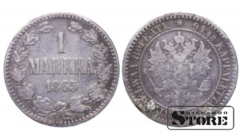 1865 Finland Emperor Nicholas II (1895 - 1917) Coin Coinage Standard 1 markka KM#3 #F356