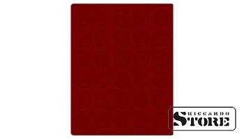 Dark red velour tray 2750E with Ø34 mm compartments for storing coins and medals.