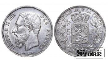 Бельгия, 5 франков, 1869, серебро