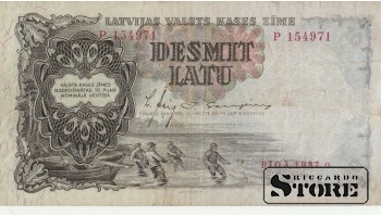БАНКНОТА , ЛАТВИЯ , 10 ЛАТ 1937 ГОД - P 1584971