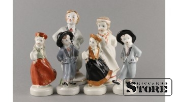 Статуэтка, Танцоры, фарфор, Рига ,Рижская фарфоровая фабрика, 50-е годы, 11cм , 13см
