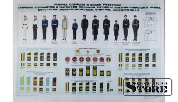 Плакат "Форма одежды и знаки различия старшин" 1972 г. 92х61 см CSP106