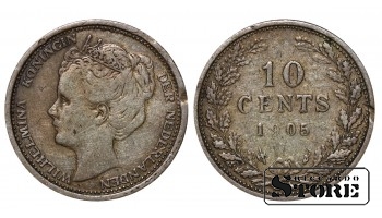 Нидерланды, 10 центов, 1904, серебро