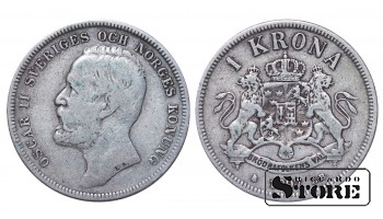 1897 Oscar II Sweden Coin Silver Coinage Rare 1 krona KM# 760 #NOR2728