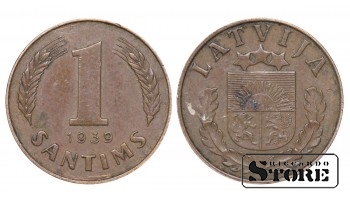 1939 Latvia First Republic (1922 - 1940) Coin Coinage Standard 1 santims KM# 10 #LV259