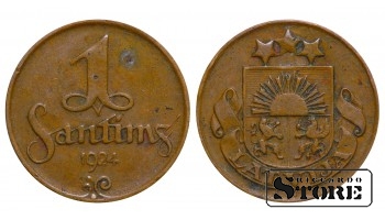 1924 Latvia Coin Bronze Coinage Rare 1 santims KM# 1 #LV4413