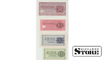 Germany  1, 5, 10, 50 Reichsmark 1944 Set 4 banknotes UNC