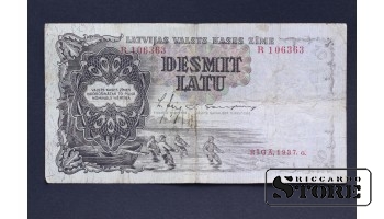 BANKNOTE , LATVIA, 10 LATI 1937 GADS - R106363