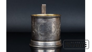 СЕРЕБРЯНЫЙ ПОДСТАКАННИК 84 проба, России , Вес 105 г
