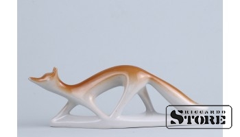 Статуэтка, Лиса , фарфор, Рига , Рижская фарфоровая фабрика, 60-е годы , 9 х 22 см