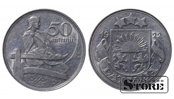 1922 m. Latvijos moneta, Nikelis 50 santimų  KM# 6 #LV4125