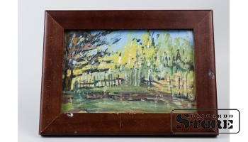 Живопись, Во дворе , ЛИЛЛИЯ БИТЕ , 15 x 10 см