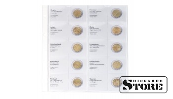 Illustrated karat sheet for chronological placement of 2 euro commemorative coins: Belgium 2011 – Spain 2012.
