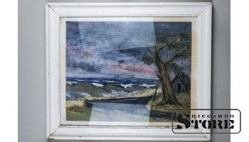 Живопись, Буря у моря ,,Haralds Marauska??? , 48 x 35,5 cm