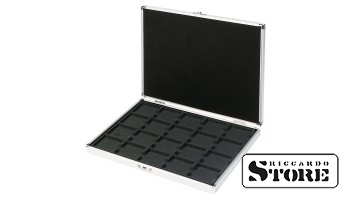 Numismatic ALU tray with black insert for 20 coin holders (50x50 mm) or CARRÉE/OCTO capsules. SPECIAL OFFER!