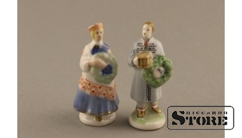Cтатуэтка , Латышская мини парочка , фарфор,Рига, Рижская фарфоровая фабрика, 50-е годы , 6,5 см