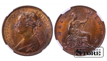 Ühendkuningriik, ½ penny 1893, Victoria (“bun head”), pronks, NGC MS 64 BN, Top Pop, KM#754