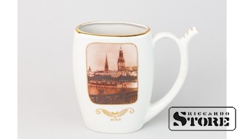 Кружка 'Рига', Рижская фабрика фарфора, Высота 13 см, 1-й сорт, Порцелан, 1948-1970 гг., Рига (Латвия), СССР