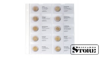 Illustrated karat sheet for chronological placement of 2 euro commemorative coins: Italy 2010 – Slovenia 2011.