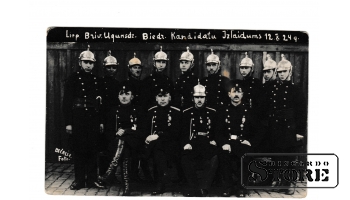 Old Vintage Postcard Rare Latvia Baltic "firefighters" 1924 year