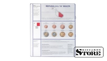 Illustrated sheet from the "EURO COLLECTION" series: 3 sets of Euro coins Malta.