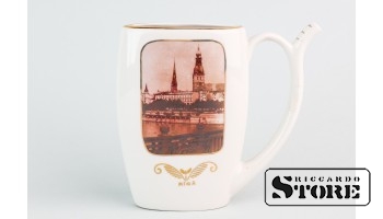 Кружка для минеральной воды с изображением панорамы Риги, фарфор, Рига, Рижская фарфоро-фаянсовая фабрика, 60е годы, первый сорт