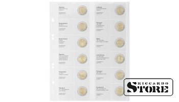 Iliustruoti Multi Collect sistemos lapai 2 eurų monetoms talpinti: Ispanija 2014 gruodis — Prancūzija 2015 liepa.