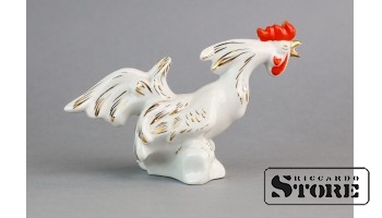 Статуэтка петух-драчун, фарфор, Рига, Рижский фарфоровый завод, автор Римма Панцеховская, 1955 год, высший сорт
