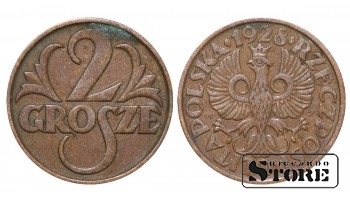 Польша 2 гроши, 1928. год, бронза