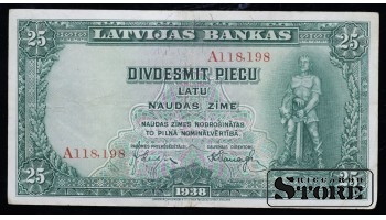 Банкнота, Латвия, 25 латов, 1938 г., A118,198