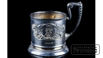 СЕРЕБРЯНЫЙ ПОДСТАКАННИК 875 ПРОБА , 104 Г , ЛАТВИЯ CSA754
