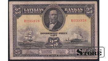 Latvia, 25 Latu, 1928, F