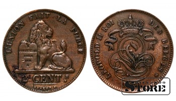 Бельгия, 2 цента, 1870, медь