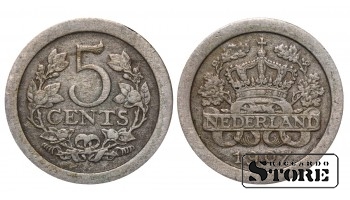 Нидерланды, 5 центов, 1907, Медно-никелевый сплав