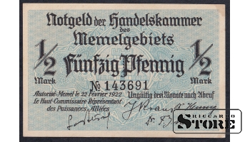 Memel, 1/2 Mark, 1922, AU