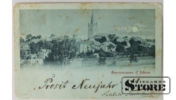 Открытка, Панорама Цесиса, 1901 год, издатель - Янис Озолс (1859-1906), полиграфия - А.К. Гранбергс