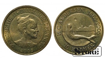 Дания, 10 крон, 2005, "Русалочка". Сказки Ганса Кристиана Андерсена, алюминиевая бронза