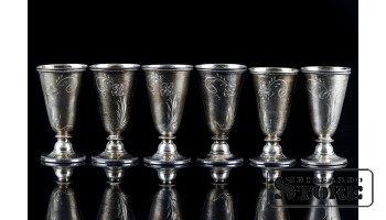 Набор серебряных бокалов, 875 проба, 177 г , СССР CSA758