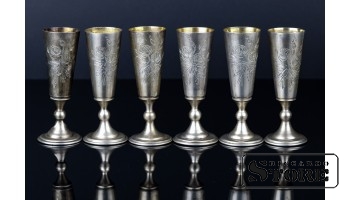 Набор серебряных бокалов, 875 проба,191 г , СССР
