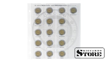 Illustrated karat sheet for chronological placement of 2 euro commemorative coins from the joint issue: “10 Years of EWS”.