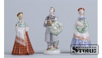Статуэтка , Латышская мини парочка , фарфор,Рига, Рижская фарфоровая фабрика, 50-е годы , 6,5 см