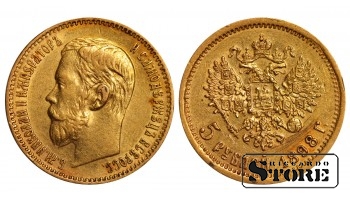Российская империя, 5 рублей, 1898, А.Г. золото