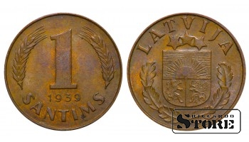 1939 Latvia Coin Bronze Coinage Rare 1 santims KM# 10 #LV4424